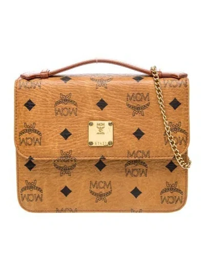 Pre-owned Mcm Visetos Top Handle Bag In Brown