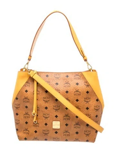 Pre-owned Mcm Visetos Top Handle Bag In Brown