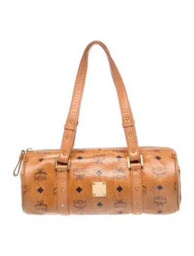 Pre-owned Mcm Visetos Top Handle Bag In Brown