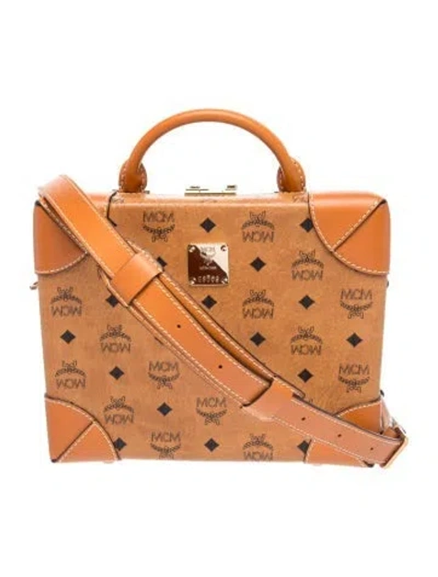 Pre-owned Mcm Visetos Top Handle Bag In Brown