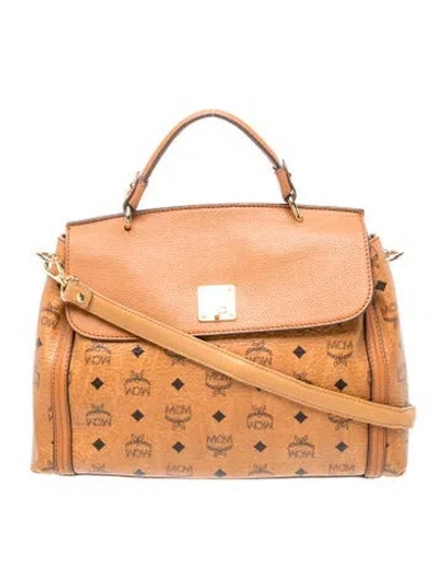 Pre-owned Mcm Visetos Top Handle Bag In Brown