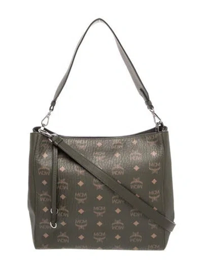 Pre-owned Mcm Visetos Top Handle Bag In Green