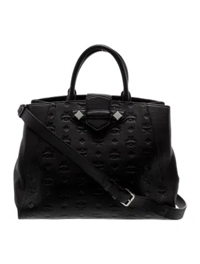 Pre-owned Mcm Visetos Top Handle Bag Medium In Black