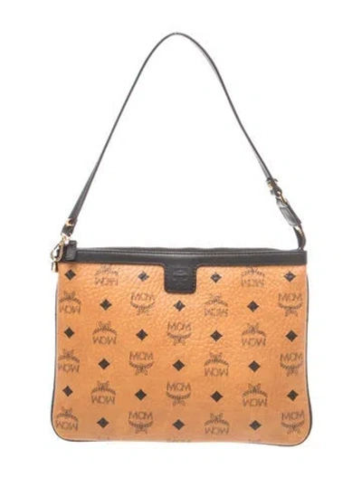 Pre-owned Mcm Visetos Top Handle Bag Medium In Brown