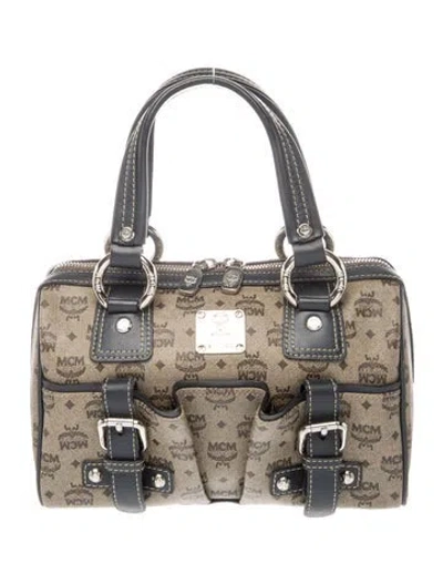 Pre-owned Mcm Visetos Top Handle Bag In Neutral