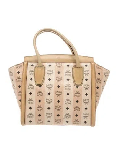 Pre-owned Mcm Visetos Top Handle Bag In Neutrals