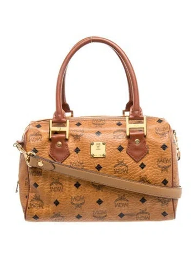 Pre-owned Mcm Visetos Top Handle Bag Vintage In Brown