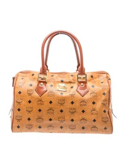 Pre-owned Mcm Visetos Top Handle Bag Vintage In Brown