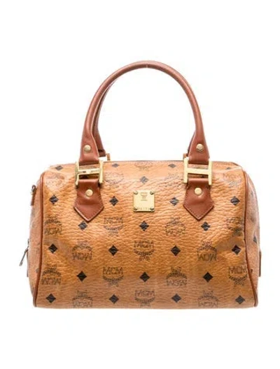 Pre-owned Mcm Visetos Top Handle Bag Vintage In Brown