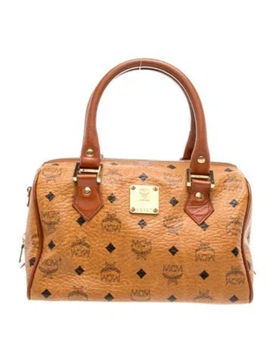 Pre-owned Mcm Visetos Top Handle Bag Vintage In Neutral