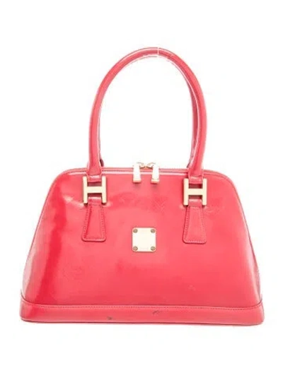Pre-owned Mcm Visetos Top Handle Bag Vintage In Red