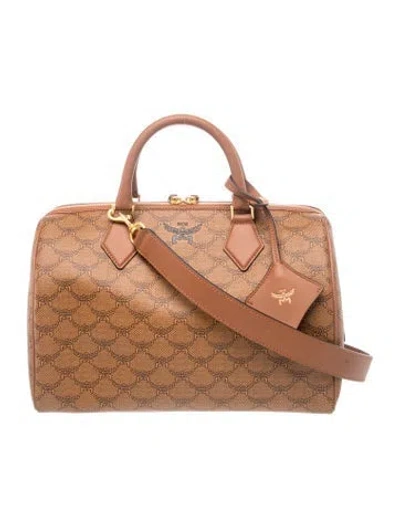 Pre-owned Mcm Visetos Top Handle Bag W/ Tags In Brown