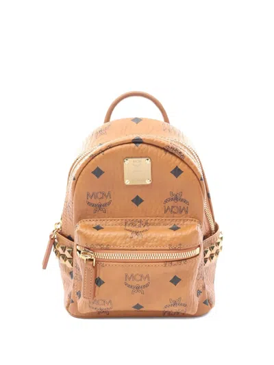 Pre-owned Mcm Visetos Top-handle Backpack In Brown