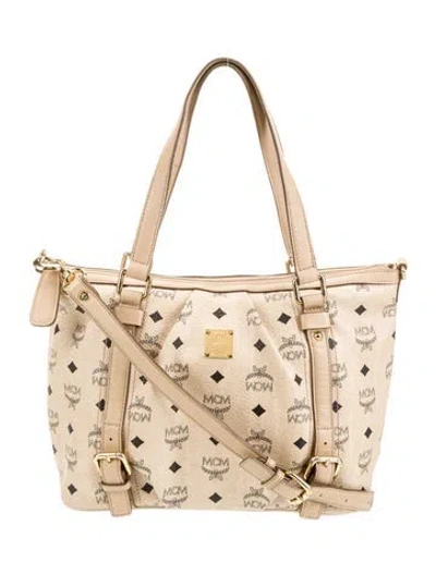 Pre-owned Mcm Visetos Tote Bag In Neutral