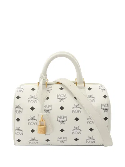 Pre-owned Mcm Visetos Tote Bag In White