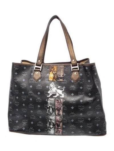 Pre-owned Mcm Visetos Tote In Black