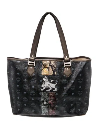 Pre-owned Mcm Visetos Tote In Black/metallic