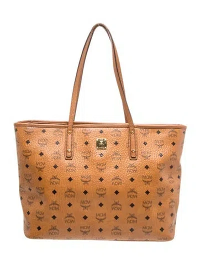 Pre-owned Mcm Visetos Tote In Brown