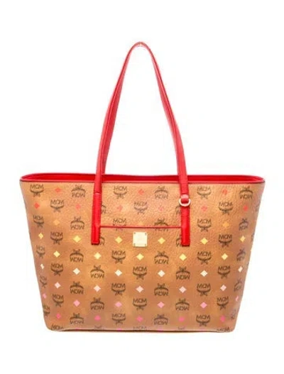 Pre-owned Mcm Visetos Tote In Brown