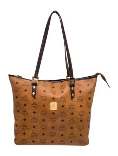 Pre-owned Mcm Visetos Tote In Brown