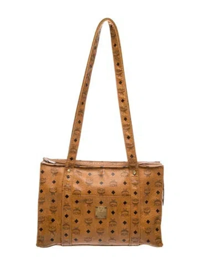Pre-owned Mcm Visetos Tote In Brown