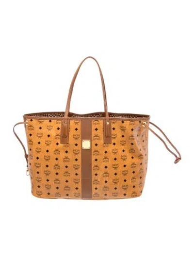 Pre-owned Mcm Visetos Tote In Brown
