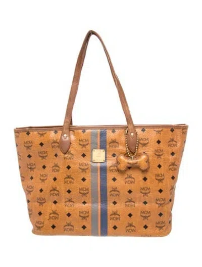 Pre-owned Mcm Visetos Tote In Brown