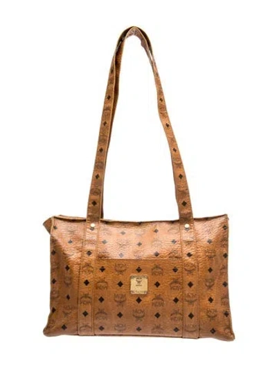 Pre-owned Mcm Visetos Tote In Brown