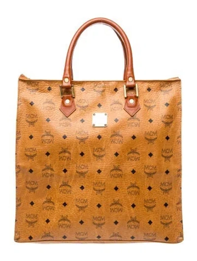 Pre-owned Mcm Visetos Tote In Brown