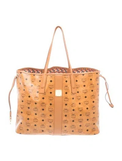 Pre-owned Mcm Visetos Tote In Brown