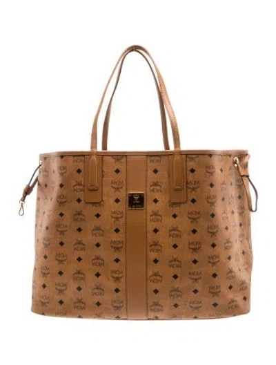 Pre-owned Mcm Visetos Tote In Brown