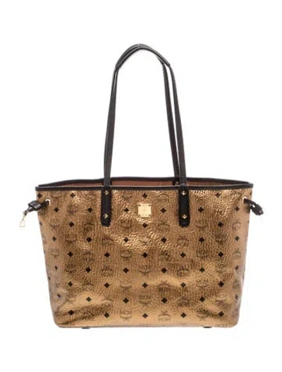Pre-owned Mcm Visetos Tote In Gold/metallic