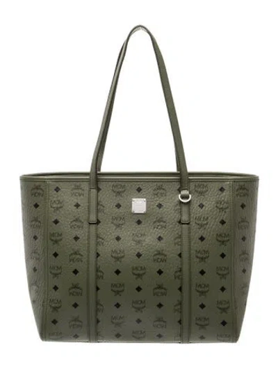 Pre-owned Mcm Visetos Tote In Green