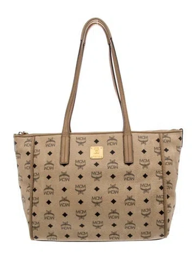 Pre-owned Mcm Visetos Tote In Neutral