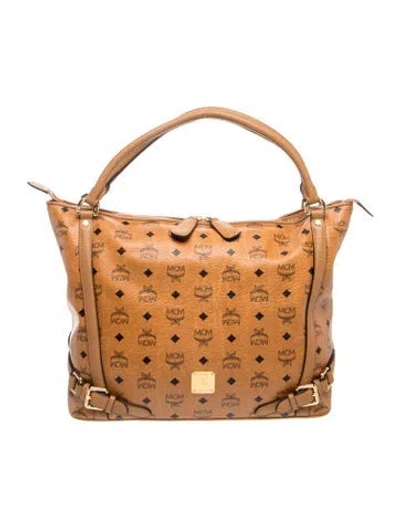 Pre-owned Mcm Visetos Tote In Neutrals