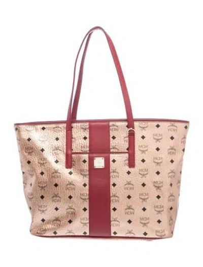Pre-owned Mcm Visetos Tote In Pink