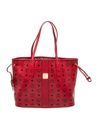 Pre-owned Mcm Visetos Tote In Red