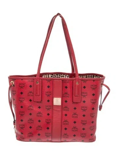 Pre-owned Mcm Visetos Tote In Red