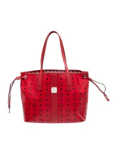 Pre-owned Mcm Visetos Tote In Red