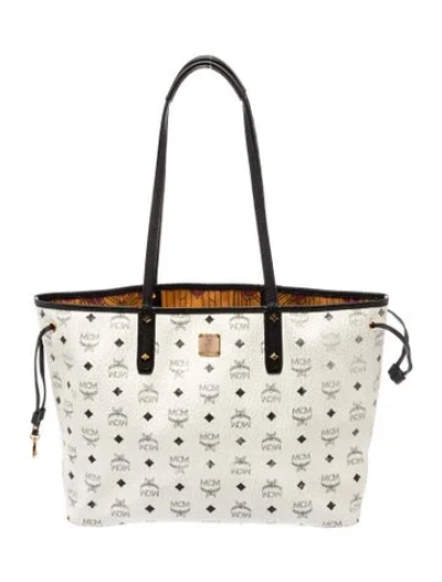 Pre-owned Mcm Visetos Tote In White