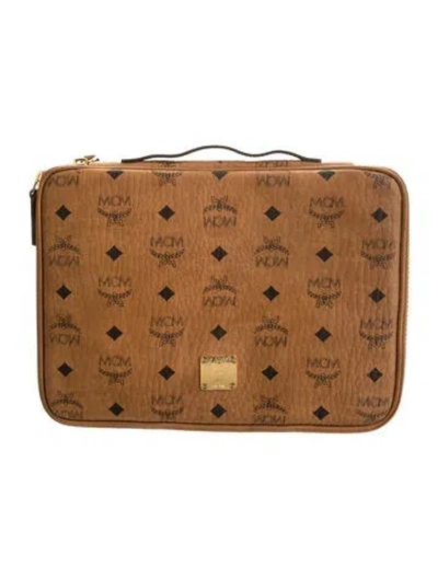 Pre-owned Mcm Visetos Travel Document In Brown