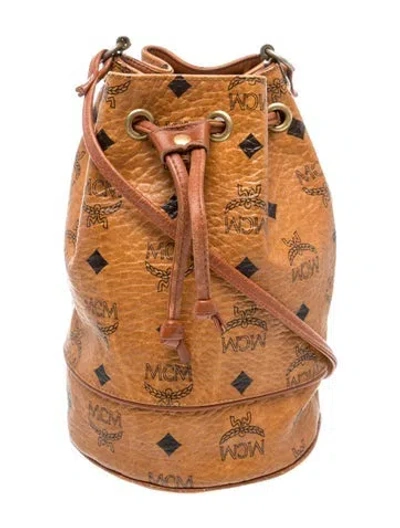 Pre-owned Mcm Visetos Visetos Bucket Bag In Brown