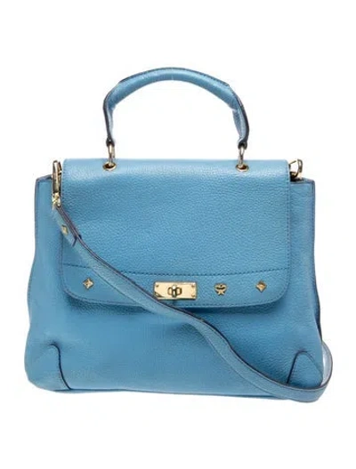 Pre-owned Mcm Visetos Visetos Leather Bag In Blue