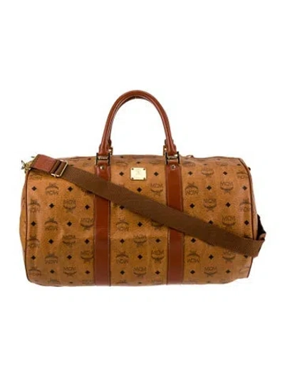 Pre-owned Mcm Visetos Weekender Bag In Brown