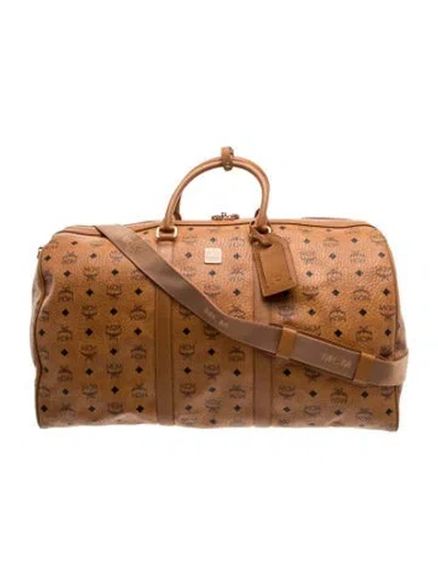 Pre-owned Mcm Visetos Weekender Bag In Brown