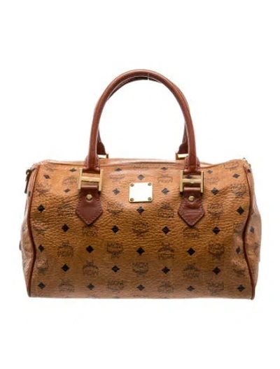 Pre-owned Mcm Visetos Weekender Bag In Brown