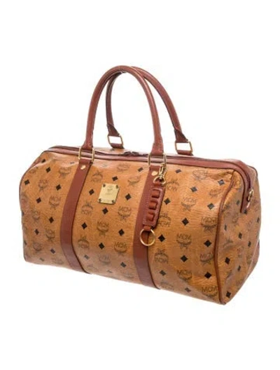 Pre-owned Mcm Visetos Weekender Bag In Brown