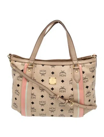 Pre-owned Mcm Visetos Weekender Bag In Neutral