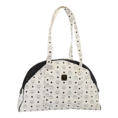 Pre-owned Mcm Visetos White Canvas Shoulder Bag ()