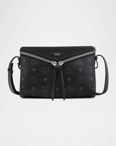 Mcm Visetos Zip Faux Leather Shoulder Bag